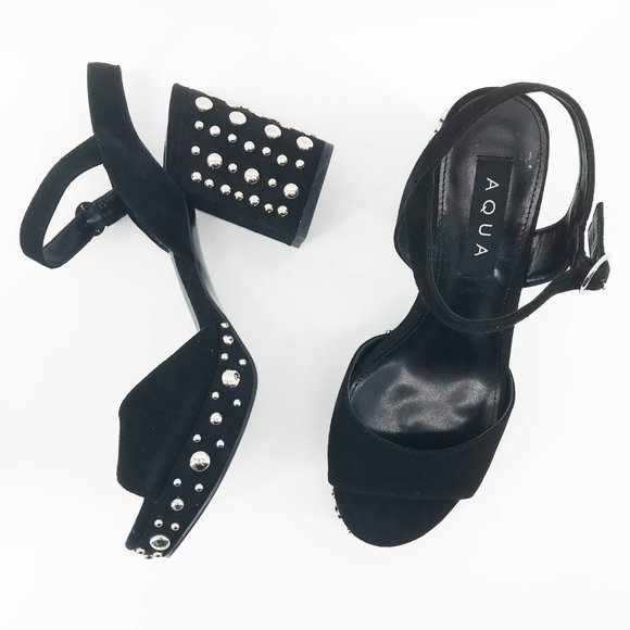 ❌SOLD❌NEW🌸AQUA Bells Studded Suede Ankle Strap Sandals - Picture 8 of 11